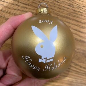 GOLD BALLS Playboy Christmas tree ornaments dated 2003 ❄️❄️❄️❄️❄️❄️🐇🐰🐇🐰🐇🐰